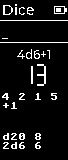 Dice: 4d6+1 rolled 13, with the single rolls and earlier rolls