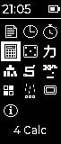 The home screen, light on dark: the keys go to the PDA