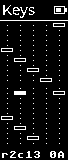 Keys: a grid of key positions, some pressed